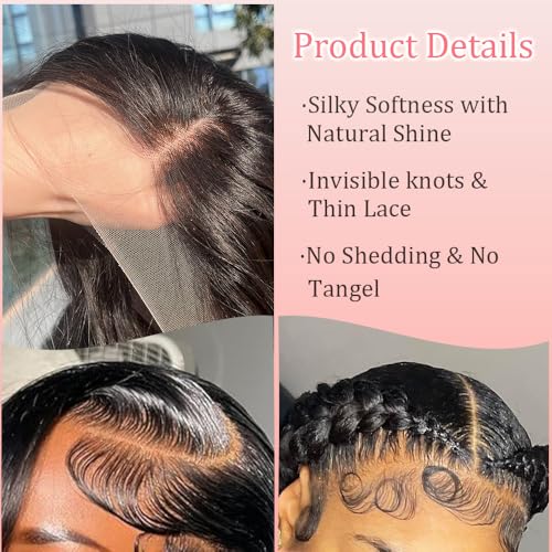 Trilumity 13X6 Real Transparent Body Wave Human Hair - Natural Black Hair Replacement Wig