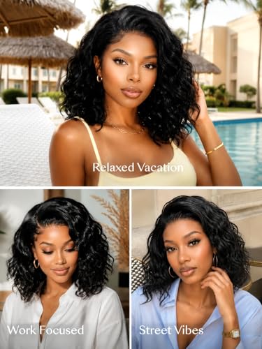 Trilumity Water Wave 100% Human Hair - Natural Black Hair Replacement Wig
