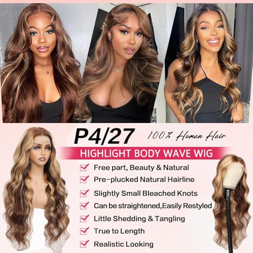 Trilumity Honey Blonde Ombre 13X6 Body Wave Human Hair - Honey Blonde Hair Replacement Wig