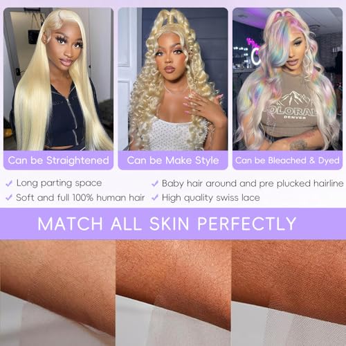 Trilumity 13X6 613 Blonde Blonde Body Wave Human Hair - Natural Black Hair Replacement Wig