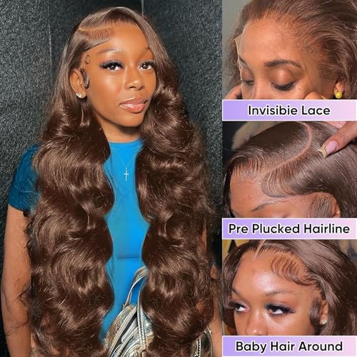 Trilumity 13X6 Chocolate Brown 4# Body Wave Human Hair - Brown Hair Replacement Wig