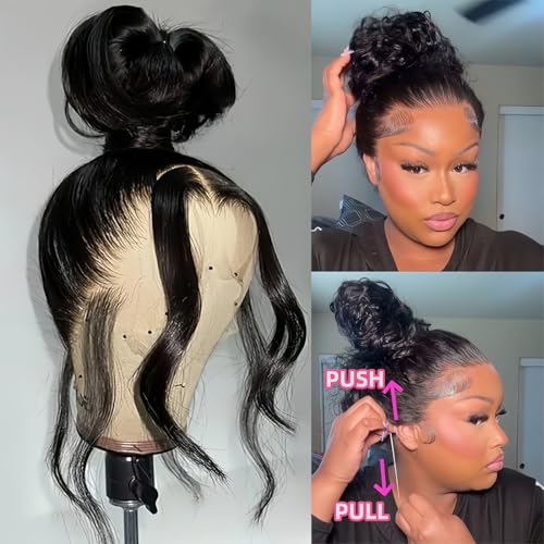 Trilumity 360 Hidden Strap Drawstring Body Wave Human Hair - Natural Black Hair Replacement Wig