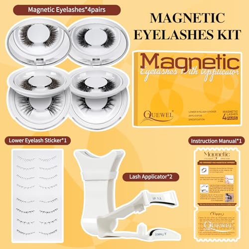 Trilumity Magnetic 4 Pair Reusable Wispy Faux Mink Fiber - Black False Lashes