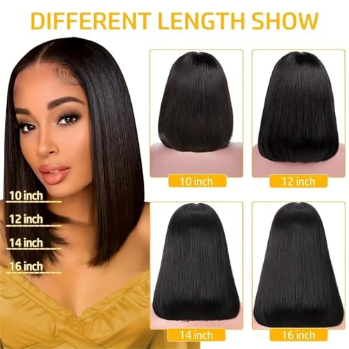 Trilumity 13X6 Bob Short Straight Straight Human Hair - Natural Black Hair Replacement Wig