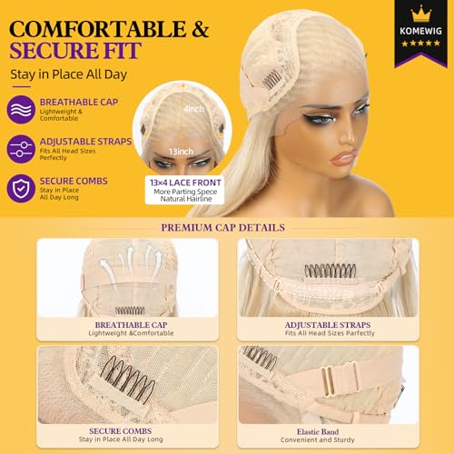 Trilumity Ash Blonde Highlight Straight Synthetic Fiber - Natural Black Hair Replacement Wig