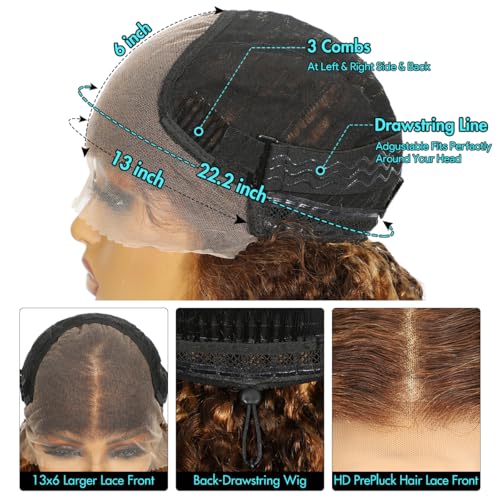 Trilumity Honey Blonde Drawstring Burmese Curly Human Hair - Honey Blonde Hair Replacement Wig