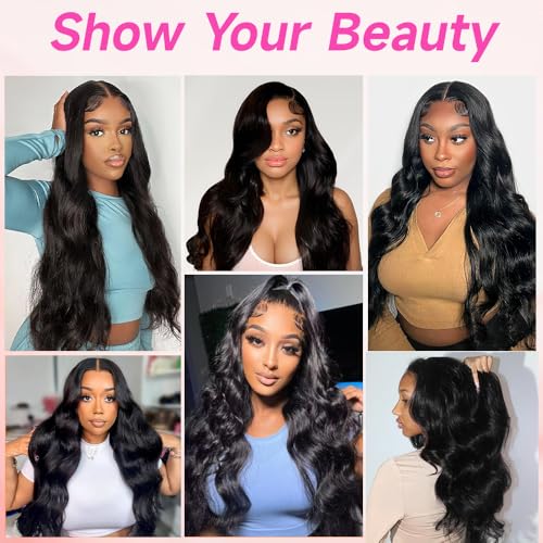 Trilumity 13X6 Real Virgin Invisilbe Body Wave Human Hair - Natural Black Hair Replacement Wig