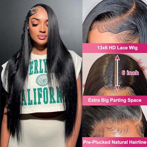 Trilumity 13X6 200 Density Straight Human Hair - Natural Black Hair Replacement Wig