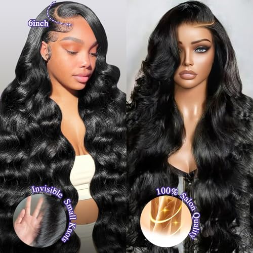Trilumity 13X6 Hd Transparent Al Body Wave Human Hair - Natural Black Hair Replacement Wig