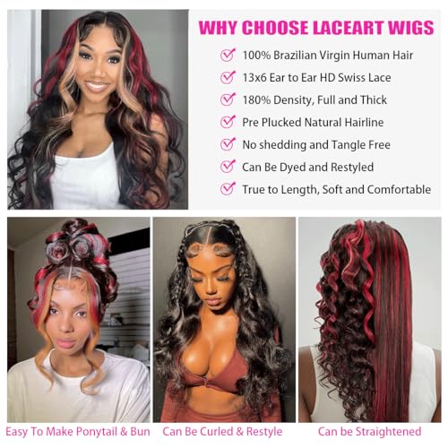 Trilumity 13X6 Burgundy Ombre 1B/27/99J Body Wave Human Hair - Burgundy Hair Replacement Wig