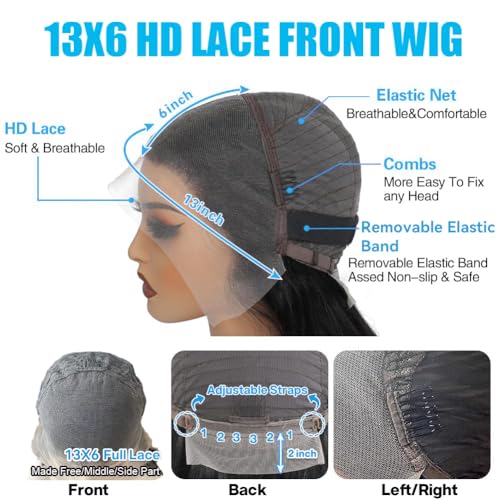 Trilumity 13X6 For Women Glueless Body Wave Human Hair - Natural Black Hair Replacement Wig