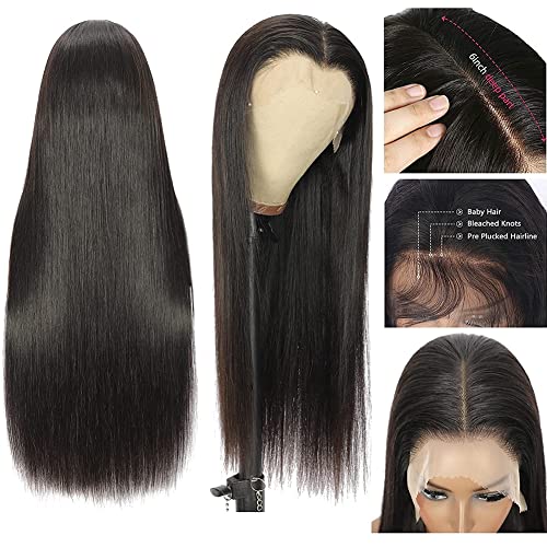 Trilumity Straight 13X6 Front Unprocessed Straight Human Hair - Natural Black Hair Replacement Wig
