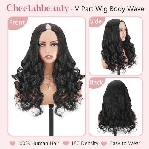Trilumity V Part Glueless Body Wave Human Hair - Natural Black Hair Replacement Wig