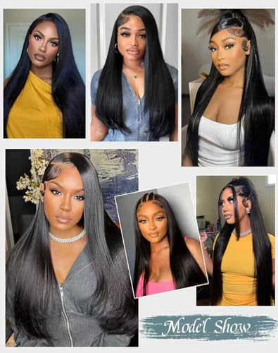 Trilumity Straight 13X6 Real 200 Straight 100% Human Hair - Natural Black Hair Replacement Wig