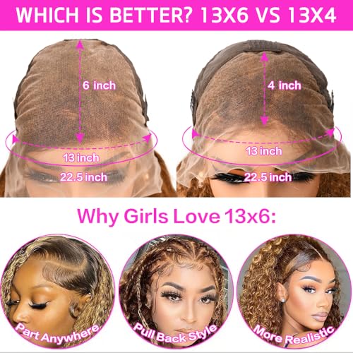 Trilumity Highlight Ombre 13X6 Deep Wave Human Hair - Honey Blonde Hair Replacement Wig