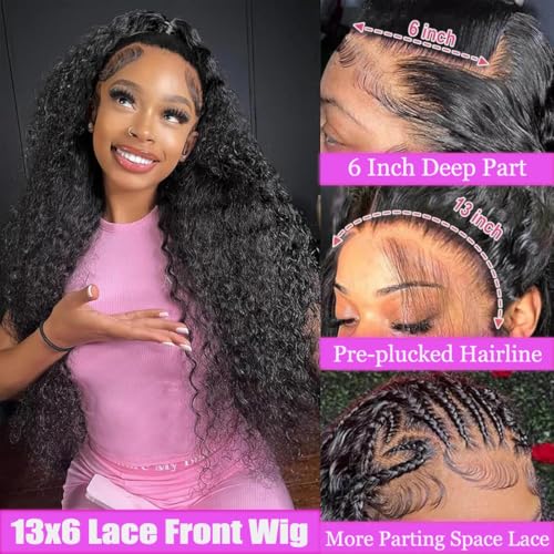 Trilumity 200 Density 13X6 Hd Deep Wave Human Hair - Natural Black Hair Replacement Wig