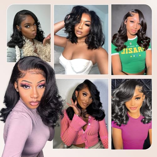 Trilumity 13X6 Bob Gluless Body Wave Human Hair - Natural Black Hair Replacement Wig