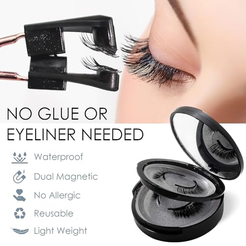 Trilumity Magnetic Look False Lightweight Magnetic Faux Mink Fiber - Black False Lashes