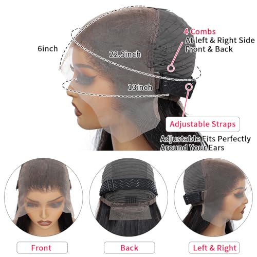 Trilumity 13X6 200 Density Straight Human Hair - Natural Color Hair Replacement Wig
