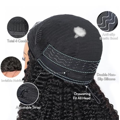 Trilumity Kinky Half Wear Curly Human Hair - Natural Black Hair Replacement Wig