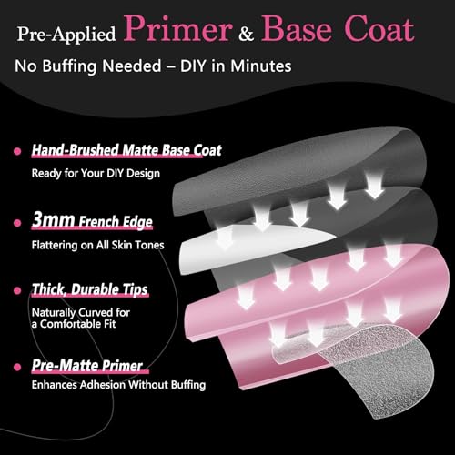 Trilumity French Tips Deep Pink Short Square Soft Gel - Pink Press On Nails