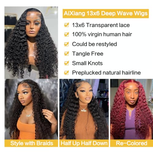 Trilumity Glueless For Deep Wave Human Hair - Natural Black Hair Replacement Wig