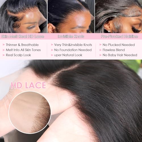 Trilumity 13X6 Front Pre Body Wave Human Hair - Natural Black Hair Replacement Wig