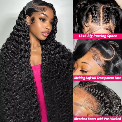 Trilumity 210 Density Brazilian For Deep Wave 100% Human Hair - Natural Black Hair Replacement Wig