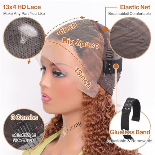 Trilumity Bob 13X4 Front For Deep Wave Human Hair - Honey Blonde Hair Replacement Wig