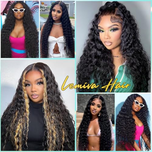 Trilumity 7X5 Glueless Pre Cut Deep Wave Human Hair - Natural Black Hair Replacement Wig