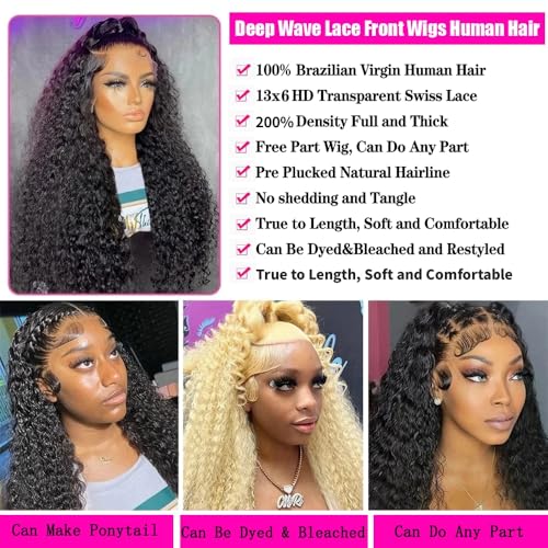 Trilumity 13X6 For Women Hd Deep Wave Human Hair - Natural Black Hair Replacement Wig
