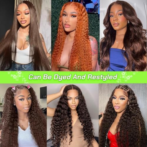 Trilumity Chocolate Brown 200 Density Deep Wave Human Hair - Brown Hair Replacement Wig