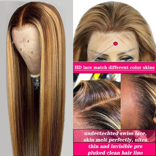 Trilumity Ombre 13X6 Straight Human Hair - Honey Blonde Hair Replacement Wig