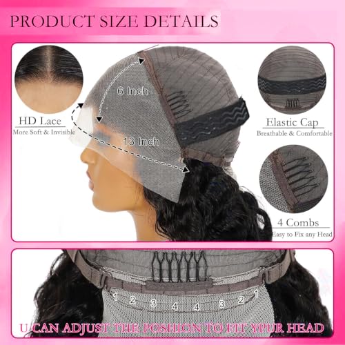 Trilumity 13X6 13X6 Front Can Deep Wave Human Hair - Natural Black Hair Replacement Wig