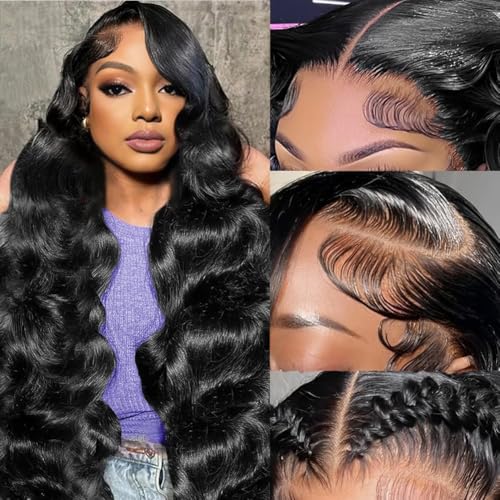 Trilumity 200 Density 13X6 Glueless Body Wave Human Hair - Natural Black Hair Replacement Wig