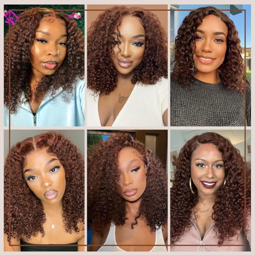 Trilumity Bob 200 Density 5X5 Deep Wave 100% Human Hair - Brown Hair Replacement Wig