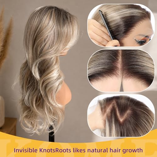 Trilumity Ash Blonde Layered Deep Wave 100% Human Hair - Natural Black Hair Replacement Wig