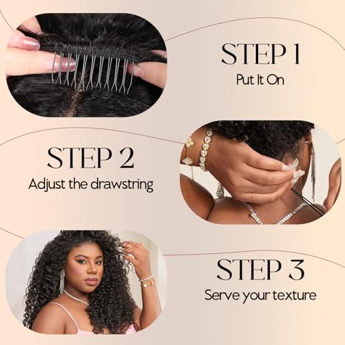 Trilumity Burmese Half 100% 2 Curly 100% Human Hair - Natural Black Hair Replacement Wig