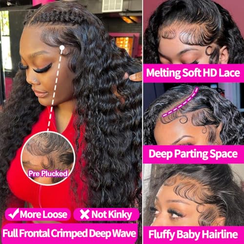 Trilumity Hd For Women Deep Wave Human Hair - Natural Black Hair Replacement Wig