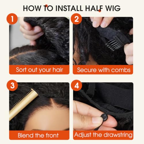Trilumity Burmese Half With Spiral Curly Human Hair - Natural Black Hair Replacement Wig