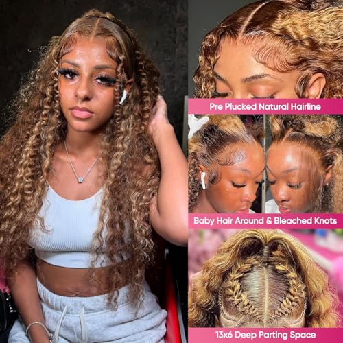 Trilumity Honey Blonde 13X6 Front Deep Wave Human Hair - Honey Blonde Hair Replacement Wig
