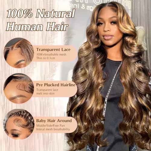 Trilumity Honey Blonde 13X4 Hd Body Wave Human Hair - Honey Blonde Hair Replacement Wig