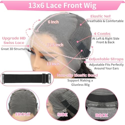 Trilumity 13X6 200 Density 13X6 Body Wave Human Hair - Natural Black Hair Replacement Wig