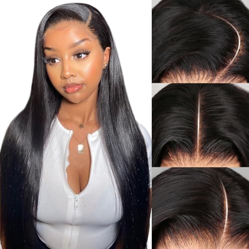 Trilumity Straight 13X6 Pre Cut Straight Human Hair - Natural Black Hair Replacement Wig
