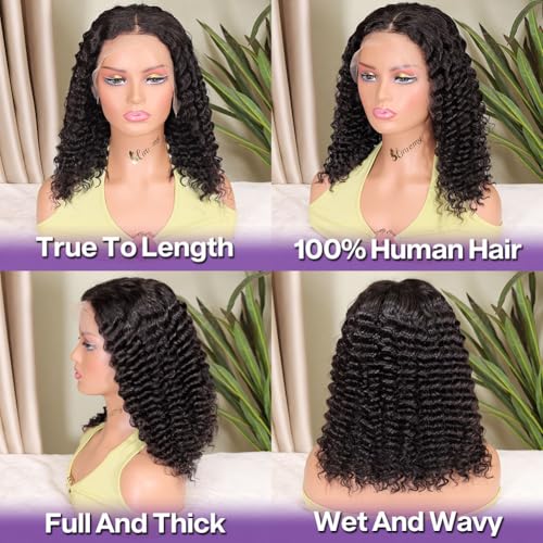 Trilumity Bob 13X4 Hd Bob Deep Wave Human Hair - Natural Black Hair Replacement Wig