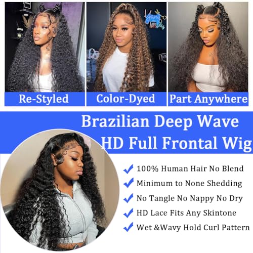 Trilumity 13X6 Front Brazilian Deep Wave Human Hair - Natural Black Hair Replacement Wig