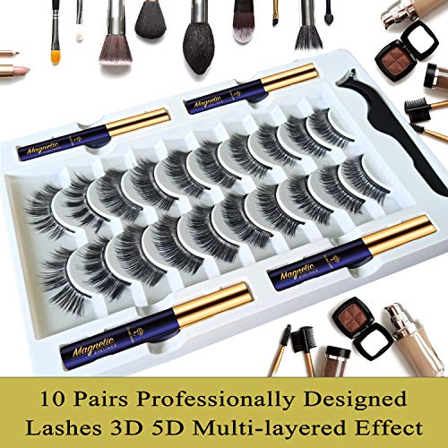 Trilumity 3D Magnetic With Eyeliner Magnetic Faux Mink Fiber - Black False Lashes