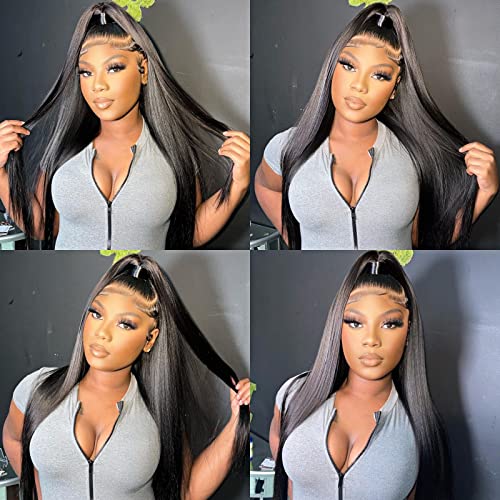 Trilumity 250 Density Straight Human Hair - Natural Black Hair Replacement Wig