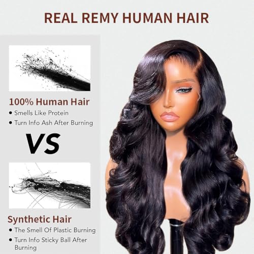 Trilumity 13X6 Front 100% Unprocessed Body Wave Human Hair - Natural Color Hair Replacement Wig