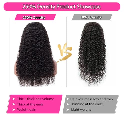 Trilumity 250 Density Front Wet Deep Wave Human Hair - Natural Black Hair Replacement Wig